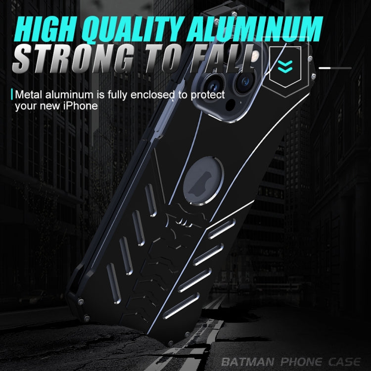 For iPhone 15 R-JUST Batman Hollow Metal Phone Protective Case(Black) - iPhone 15 Cases by R-JUST | Online Shopping South Africa | PMC TechLife | Buy Now Pay Later Mobicred
