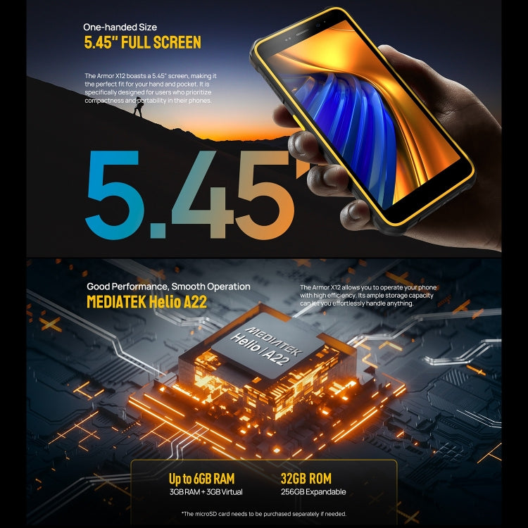 Ulefone Armor X12, 3GB+32GB, Rugged Phone, Face Unlock, 5.45 inch Android 13 Go MediaTek Helio A22 Quad Core, Network: 4G, NFC(Some Orange) - Ulefone by Ulefone | Online Shopping South Africa | PMC Jewellery | Buy Now Pay Later Mobicred