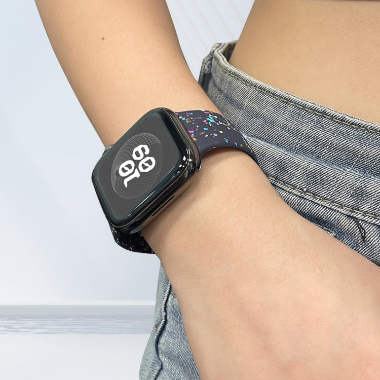 For Apple Watch Serie 4 40mm Floral Silicone Watch Band(Blue) - Watch Bands by PMC TechLife | Online Shopping South Africa | PMC TechLife