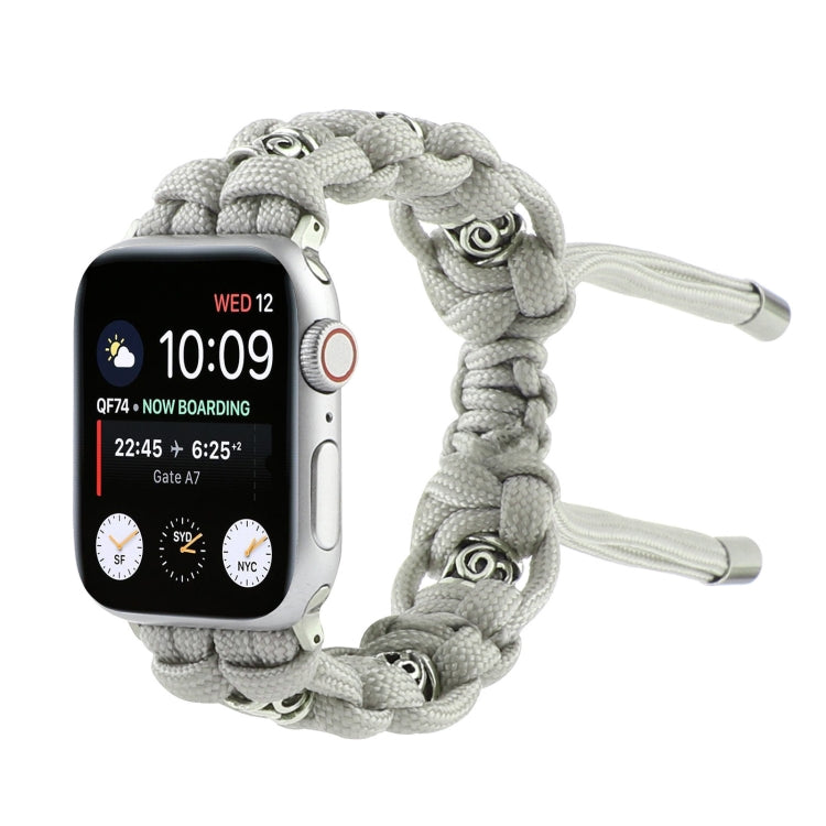 For Apple Watch SE 44mm Silk Silver Beads Braided Watch Band(Grey) - Watch Bands by PMC TechLife | Online Shopping South Africa | PMC TechLife