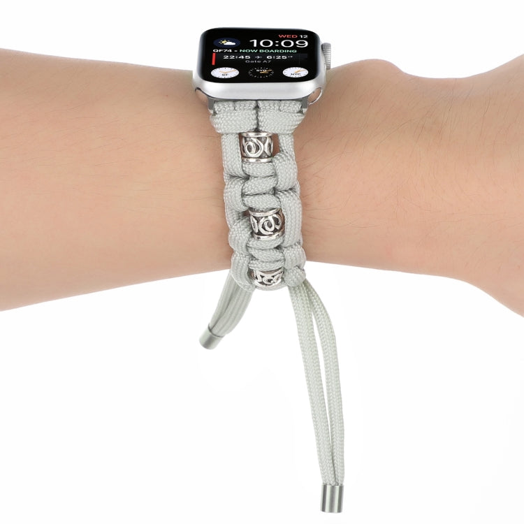 For Apple Watch Series 2 38mm Silk Silver Beads Braided Watch Band(Grey) - Watch Bands by PMC TechLife | Online Shopping South Africa | PMC TechLife