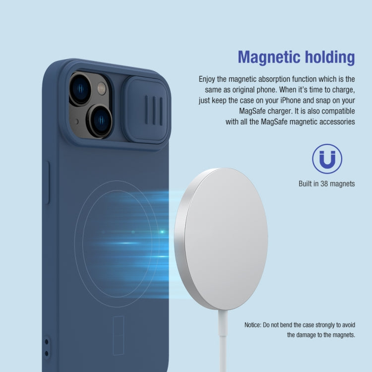 For iPhone 15 Plus NILLKIN CamShield MagSafe Liquid Silicone Phone Case(Blue) - free shipping - PMC TechLife - Order now!