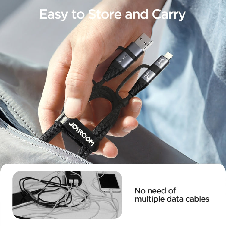 JOYROOM SA37-2T2 60W Multi-Function Series 4 in 1 Fast Charging Data Cable, Length:1.2m(Black) - Multifunction Cable by JOYROOM | Online Shopping South Africa | PMC Jewellery