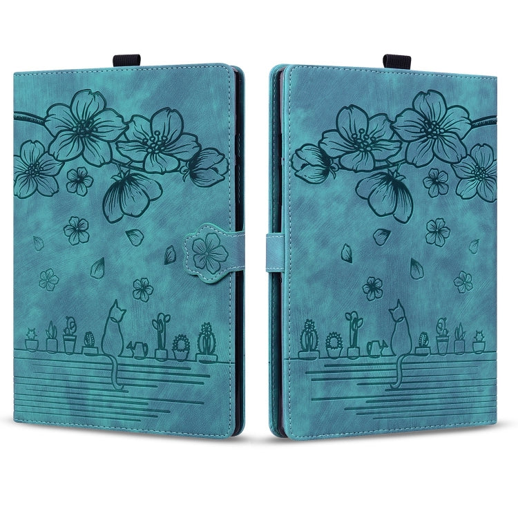 For Amazon Kindle Scribe 10.2 2022 Cartoon Sakura Cat Embossed Smart Leather Tablet Case(Green) - Amazon by PMC TechLife | Online Shopping South Africa | PMC TechLife | Buy Now Pay Later Mobicred