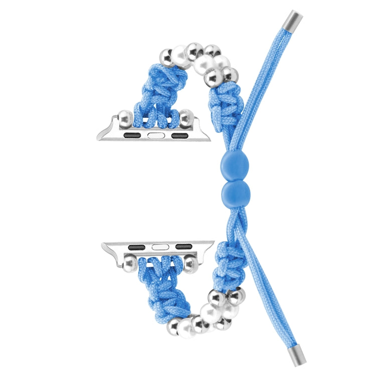 For Apple Watch Series 4 40mm Paracord Row Beads Drawstring Braided Watch Band(Blue) - Watch Bands by PMC TechLife | Online Shopping South Africa | PMC TechLife
