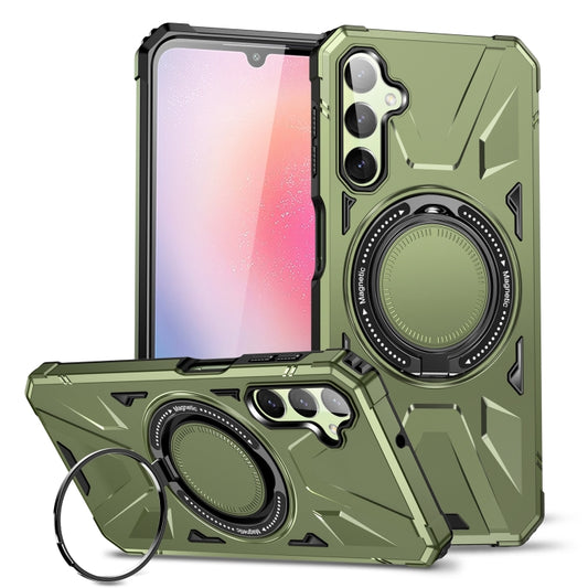 For Samsung Galaxy A24 4G/A25 5G MagSafe Magnetic Shockproof Phone Case with Ring Holder(Dark Green) - Galaxy Phone Cases by PMC Jewellery | Online Shopping South Africa | PMC Jewellery