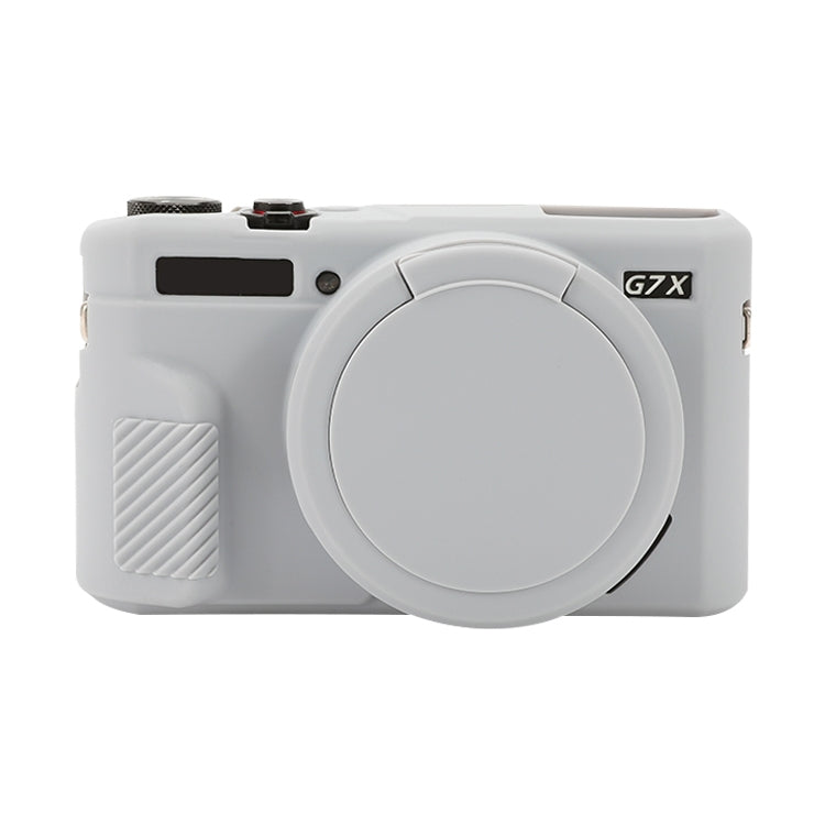 For Canon PowerShot G7 X Mark II / G7X2 Soft Silicone Protective Case with Lens Cover(Grey) - Protective Case by PMC TechLife | Online Shopping South Africa | PMC TechLife | Buy Now Pay Later Mobicred