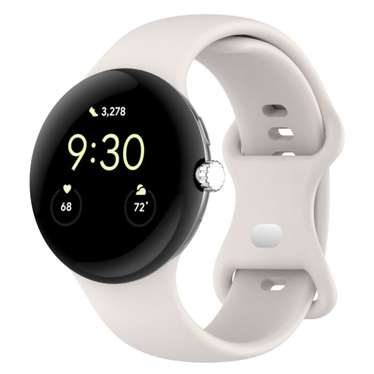 For Google Pixel Watch 2 Solid Color Silicone Watch Band, Size:S Size(Creamy White) - Watch Bands by PMC Jewellery | Online Shopping South Africa | PMC Jewellery