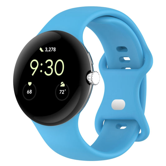 For Google Pixel Watch 2 Solid Color Silicone Watch Band, Size:S Size(Sky Blue) - Watch Bands by PMC Jewellery | Online Shopping South Africa | PMC Jewellery