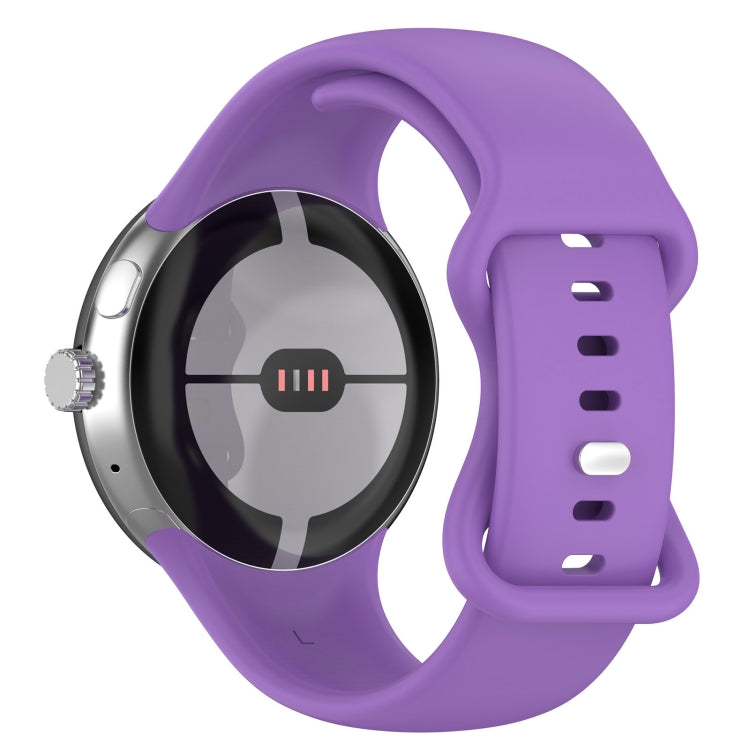 For Google Pixel Watch 2 Solid Color Silicone Watch Band, Size:S Size(Purple) - Watch Bands by PMC Jewellery | Online Shopping South Africa | PMC Jewellery