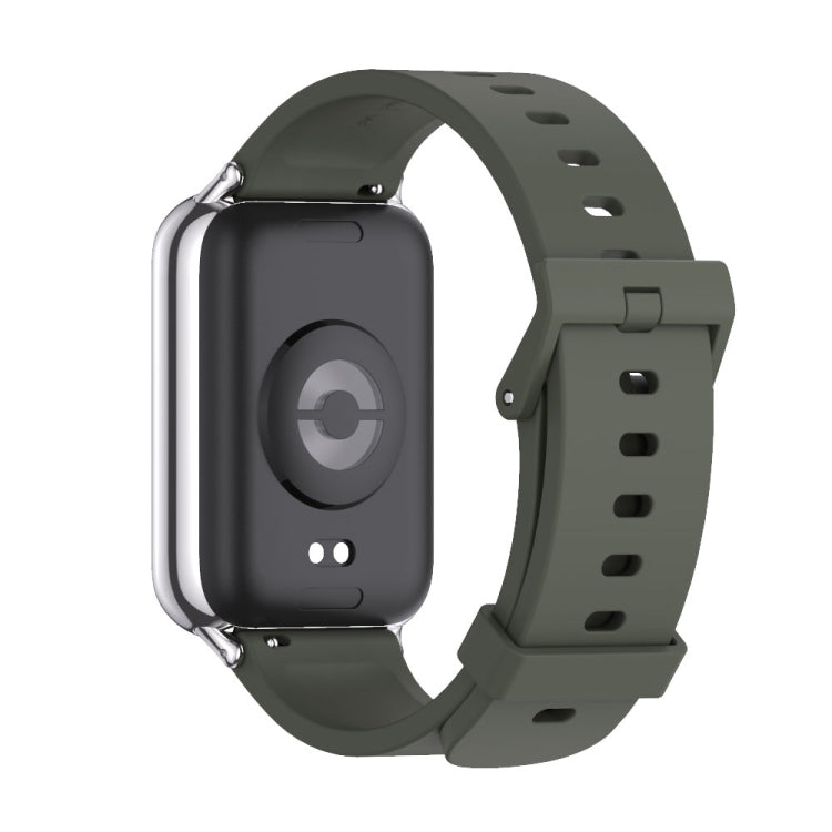 For Xiaomi Mi Band 8 Pro Mijobs Silicone Breathable Watch Band(Khaki Green+Silver) - Watch Bands by MIJOBS | Online Shopping South Africa | PMC Jewellery