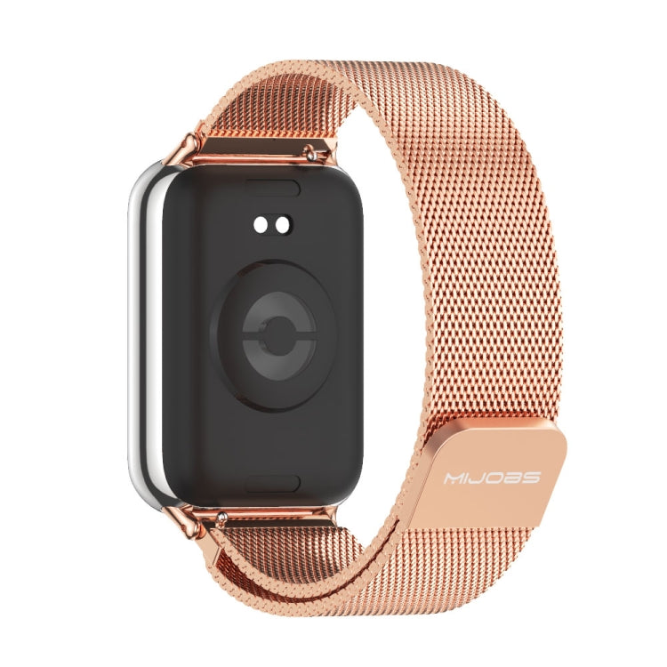 For Xiaomi Mi Band 8 Pro Mijobs Milan Magnetic Stainless Steel Watch Band(Rose Gold) - Watch Bands by MIJOBS | Online Shopping South Africa | PMC Jewellery