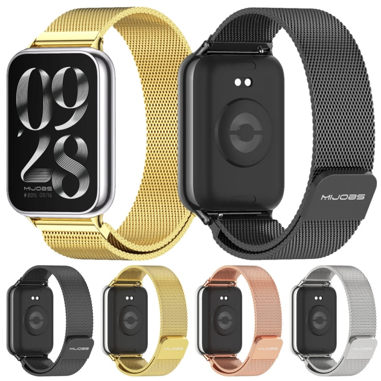 For Xiaomi Mi Band 8 Pro Mijobs Milan Magnetic Stainless Steel Watch Band(Black) - Watch Bands by MIJOBS | Online Shopping South Africa | PMC Jewellery