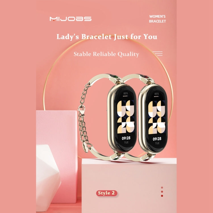 For Xiaomi Mi Band 8 Mijobs Mermaid Beauty Bracelet Watch Band(Light Gold Green) - Watch Bands by MIJOBS | Online Shopping South Africa | PMC Jewellery