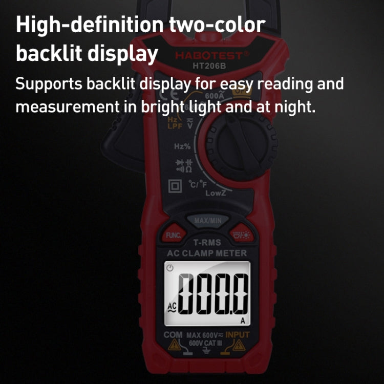 HABOTEST HT206B Auto-ranging High Precision Digital Clamp Multimeter - Digital Multimeter by HABOTEST | Online Shopping South Africa | PMC Jewellery | Buy Now Pay Later Mobicred