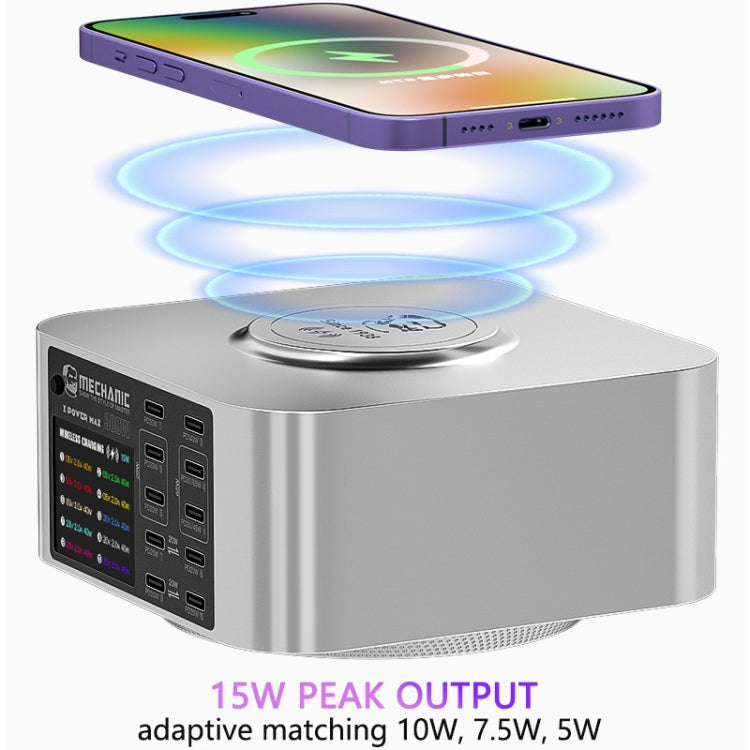 Mechanic X-Power Series Multiport Digital Display USB Charger Station with Wireless Charging, Total Power:150W(EU Plug) - Dock Charger by MECHANIC | Online Shopping South Africa | PMC Jewellery | Buy Now Pay Later Mobicred