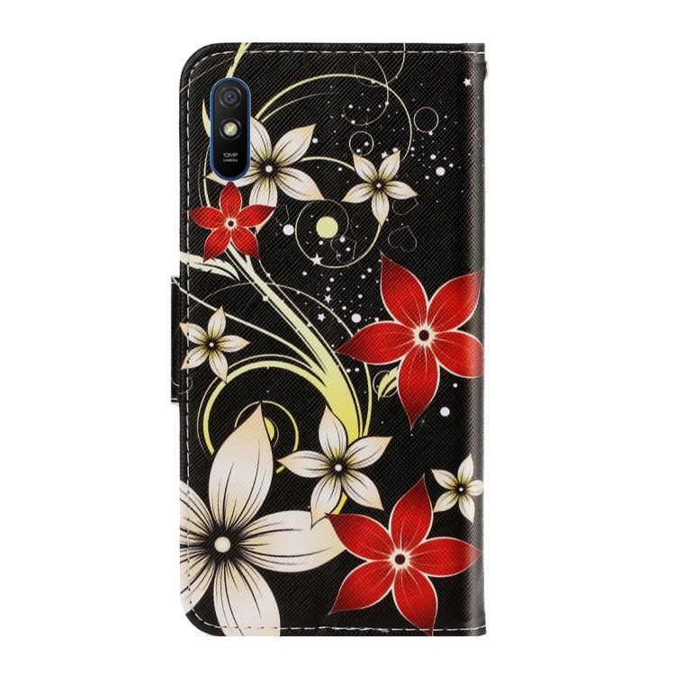 For Xiaomi Redmi 9A 3D Colored Drawing Horizontal Flip PU Leather Case with Holder & Card Slots & Wallet(Red Flower) - Xiaomi Cases by PMC Jewellery | Online Shopping South Africa | PMC Jewellery