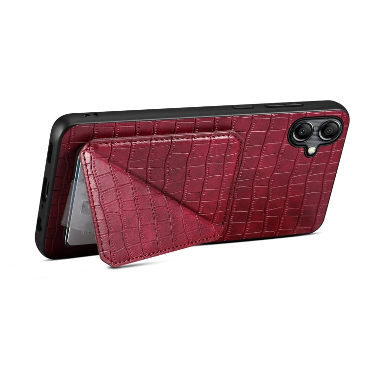 For Samsung Galaxy S23 FE 5G Denior Imitation Crocodile Leather Back Phone Case with Holder(Rose Red) - Galaxy S23 FE 5G Cases by Denior | Online Shopping South Africa | PMC Jewellery