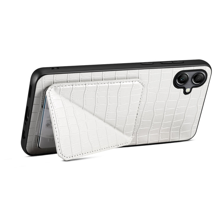 For Samsung Galaxy S24+ 5G Denior Imitation Crocodile Leather Back Phone Case with Holder(White) - Galaxy S24+ 5G Cases by Denior | Online Shopping South Africa | PMC TechLife | Buy Now Pay Later Mobicred