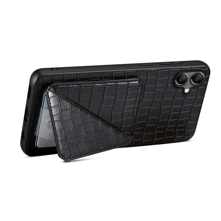 For Samsung Galaxy S24 Ultra 5G Denior Imitation Crocodile Leather Back Phone Case with Holder(Black) - Galaxy S24 Ultra 5G Cases by Denior | Online Shopping South Africa | PMC Jewellery