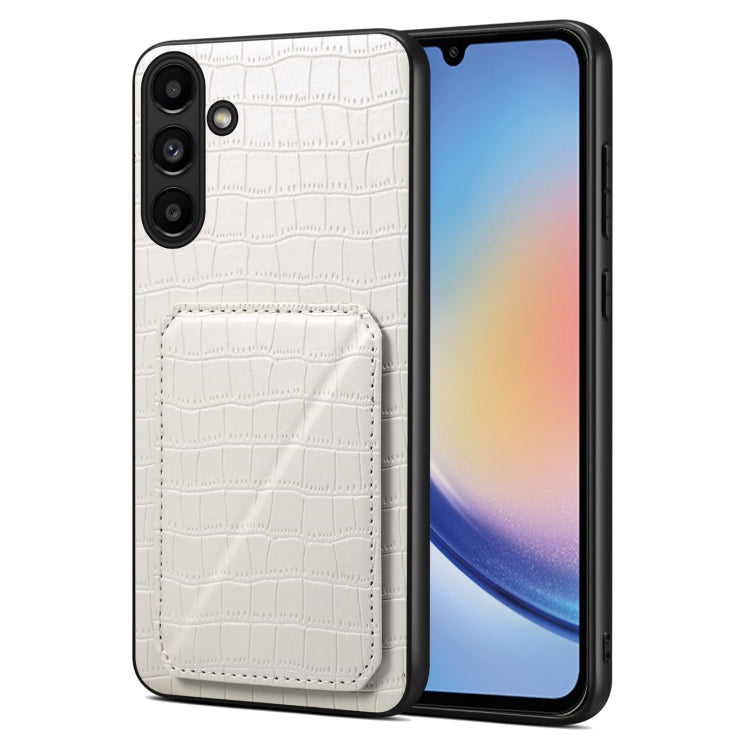 For Samsung Galaxy A34 5G Denior Imitation Crocodile Leather Back Phone Case with Holder(White) - free shipping - PMC TechLife - Order now!