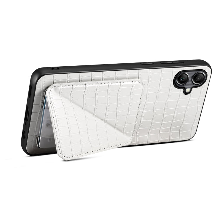 For Samsung Galaxy A34 5G Denior Imitation Crocodile Leather Back Phone Case with Holder(White) - free shipping - PMC TechLife - Order now!