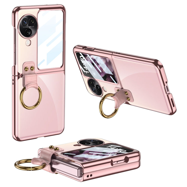 For OPPO Find N3 Flip GKK Electroplating Phone Case with Ring(Pink) - OPPO Cases by GKK | Online Shopping South Africa | PMC TechLife | Buy Now Pay Later Mobicred