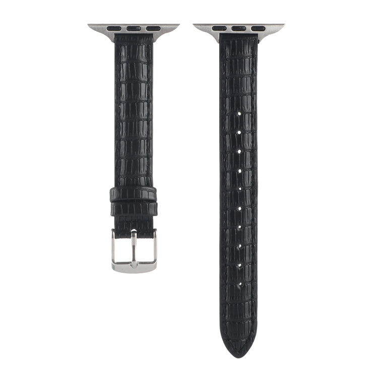 For Apple Watch SE 40mm Slim Crocodile Leather Watch Band(Black) - free shipping - PMC TechLife - Order now!