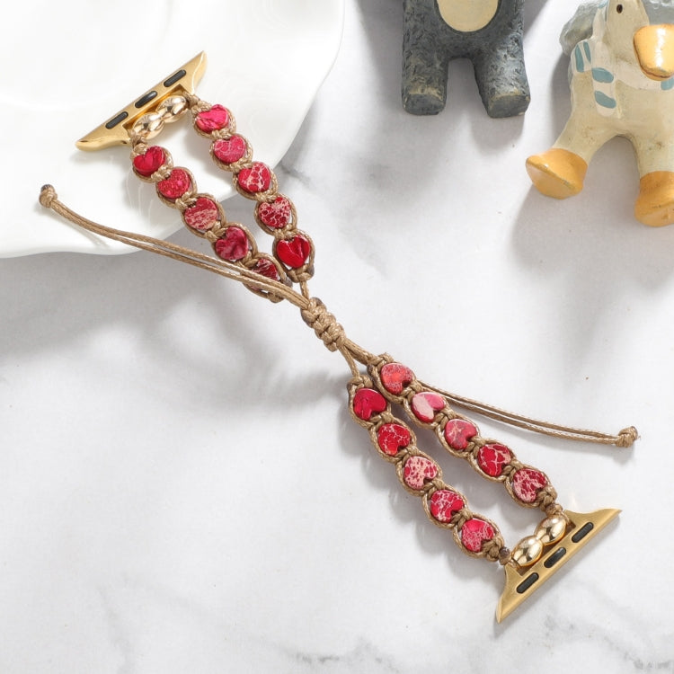 For Apple Watch Series 9 45mm Heart Stones Drawstring Chain Watch Band(Red) - free shipping - PMC TechLife - Order now!