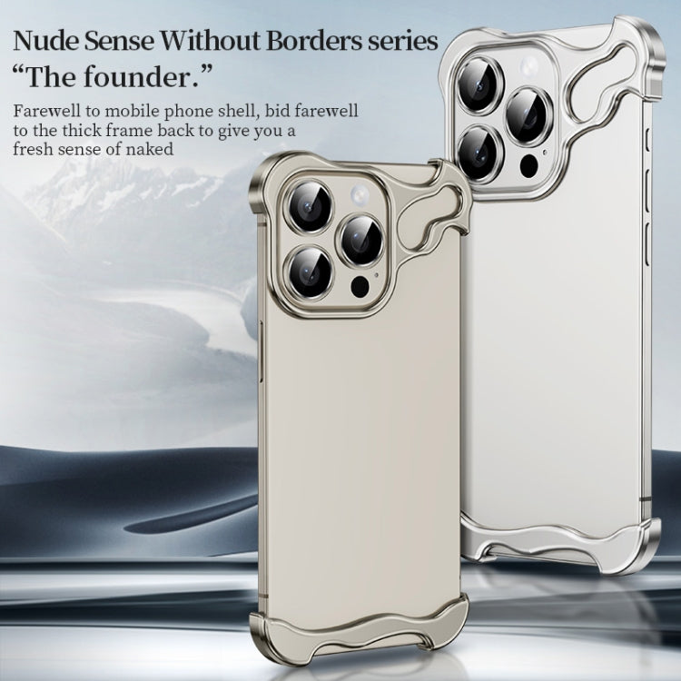 For iPhone 15 Pro Frameless Metal Corner Pad Phone Case with Lens Film(Blue) - iPhone 15 Pro Cases by PMC TechLife | Online Shopping South Africa | PMC TechLife | Buy Now Pay Later Mobicred