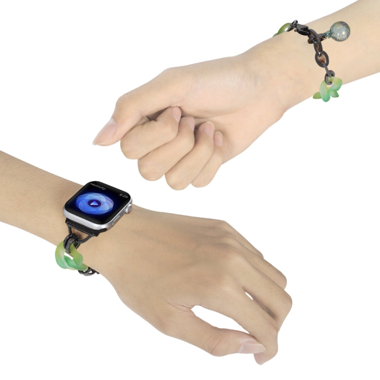 For Apple Watch Series 9 45mm Gradient Resin Chain Watch Band(Green) - Watch Bands by PMC TechLife | Online Shopping South Africa | PMC TechLife | Buy Now Pay Later Mobicred