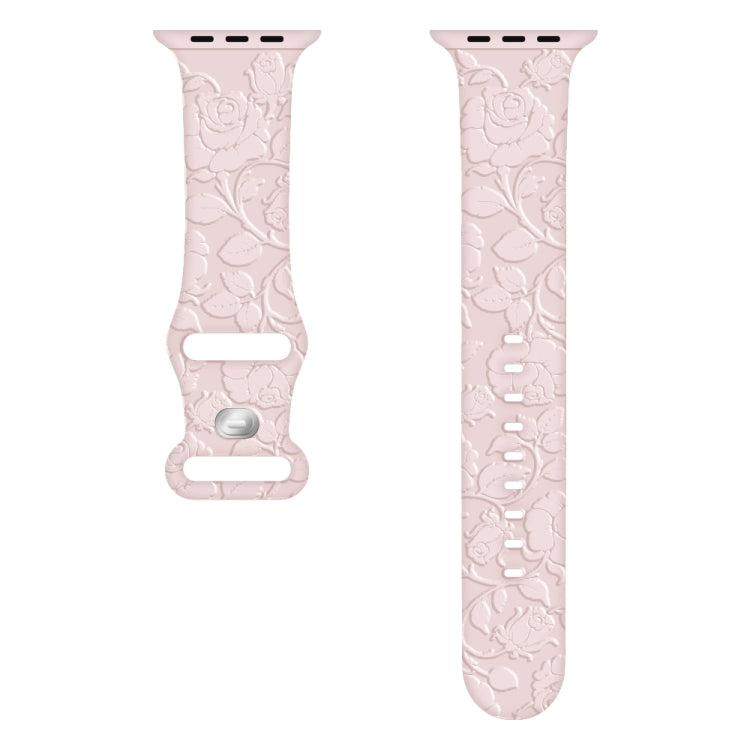 For Apple Watch SE 44mm Rose Embossed Silicone Watch Band(Pink) - Watch Bands by PMC TechLife | Online Shopping South Africa | PMC TechLife