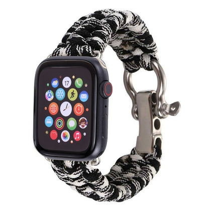 For Apple Watch Ultra 49mm / Series 8&7 45mm / SE 2&6&SE&5&4 44mm / 3&2&1 42mm Umbrella Cord Nylon Braided Watch Band(Black White) - Smart Wear by PMC Jewellery | Online Shopping South Africa | PMC Jewellery