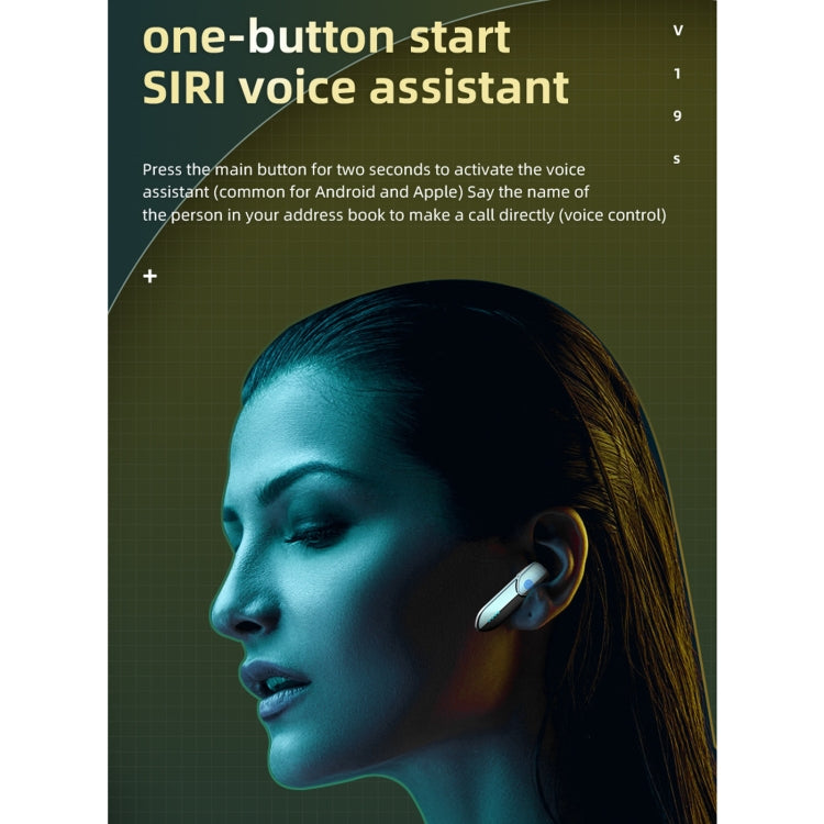 V19S Bluetooth 5.0 Business Style Fingerprint Touch Bluetooth Earphone(Silver) - Bluetooth Earphone by PMC TechLife | Online Shopping South Africa | PMC TechLife