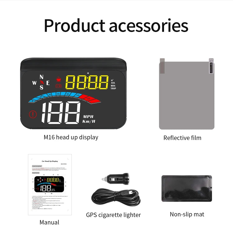 M16 Car HUD Head-up Display GPS Speed Meter Speed / Voltage - Head Up Display System by PMC TechLife | Online Shopping South Africa | PMC TechLife