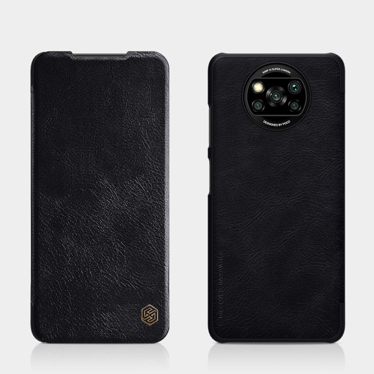 For Xiaomi Mi Poco X3 / NFC NILLKIN QIN Series Crazy Horse Texture Horizontal Flip Leather Case with Card Slot(Black) - Xiaomi Cases by NILLKIN | Online Shopping South Africa | PMC Jewellery