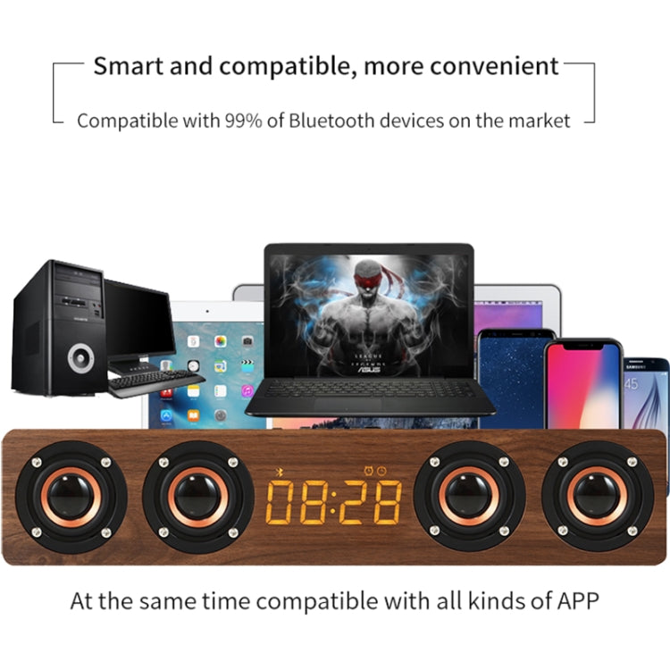 W8C Wooden Clock Subwoofer Bluetooth Speaker, Support TF Card & U Disk & 3.5mm AUX(Brown Wood) - Desktop Speaker by PMC Jewellery | Online Shopping South Africa | PMC Jewellery