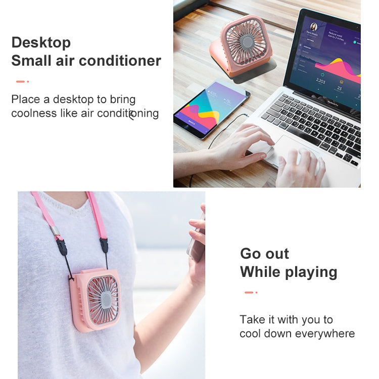 F20 Electroplating Handheld Fan Portable Desktop Folding Mute USB Hanging Neck Fan (Pink) - free shipping - PMC TechLife - Order now!