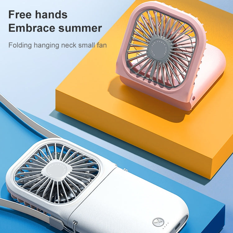F20 Electroplating Handheld Fan Portable Desktop Folding Mute USB Hanging Neck Fan (Pink) - free shipping - PMC TechLife - Order now!