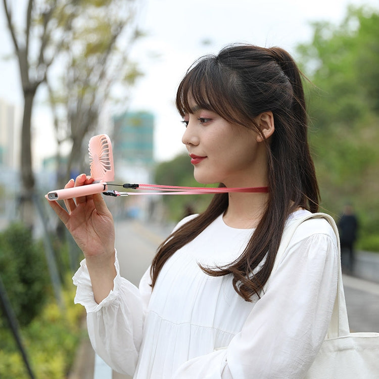 F20 Electroplating Handheld Fan Portable Desktop Folding Mute USB Hanging Neck Fan (Pink) - free shipping - PMC TechLife - Order now!