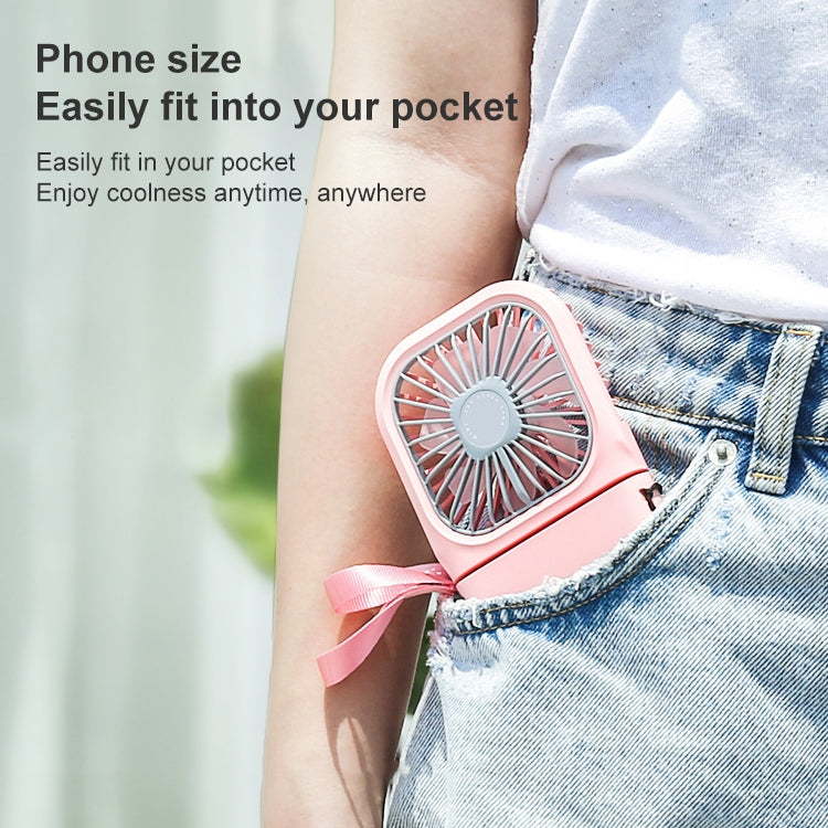 F20 Electroplating Handheld Fan Portable Desktop Folding Mute USB Hanging Neck Fan (Pink) - free shipping - PMC TechLife - Order now!