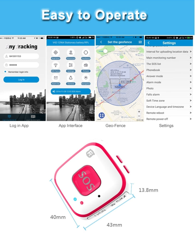 REACHFAR V28 Necklace Style GSM Mini LBS WiFi AGPS Tracker SOS Communicator(Blue) - free shipping - PMC TechLife - Order now!