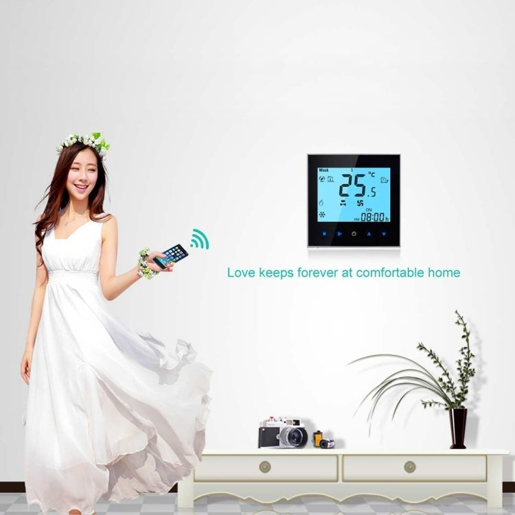 LCD Display Air Conditioning 4-Pipe Programmable Room Thermostat for Fan Coil Unit, Supports Wifi (Black) - free shipping - PMC TechLife - Order now!