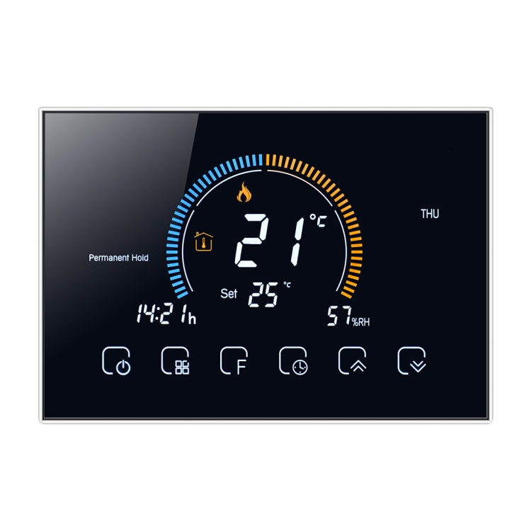 BHT-8000-GA Control Water Heating Energy-saving and Environmentally-friendly Smart Home Negative Display LCD Screen Round Room Thermostat without WiFi(Black) - Thermostat & Thermometer by PMC Jewellery | Online Shopping South Africa | PMC Jewellery