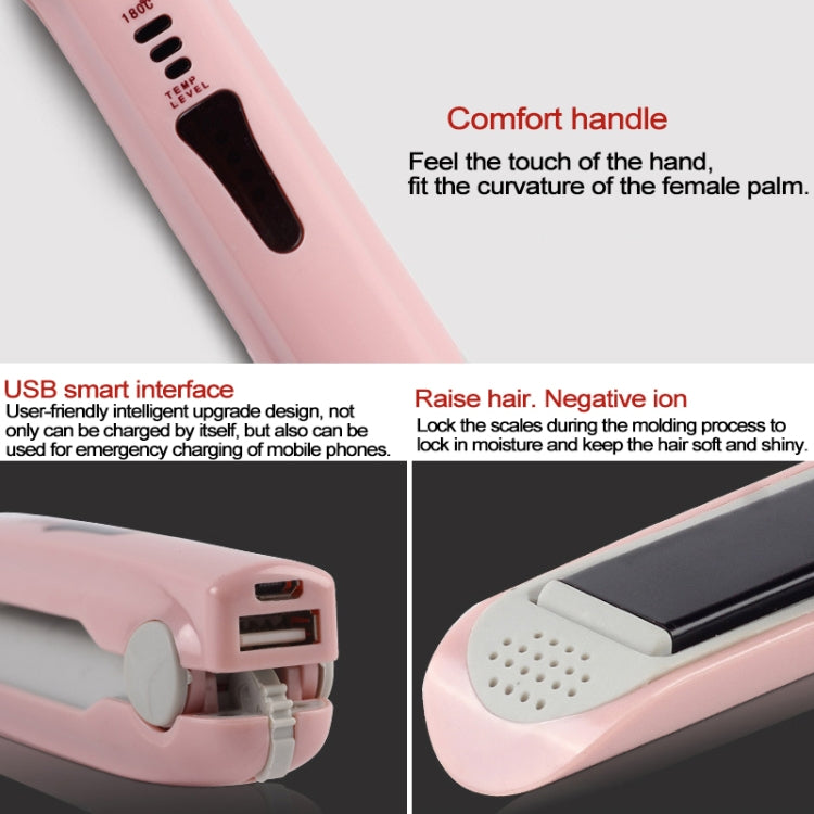 Wireless Mini USB Rechargeable Hair Straightener Hair Curler Double Purpose Hair Splint(White) - Hair Curler by PMC Jewellery | Online Shopping South Africa | PMC Jewellery