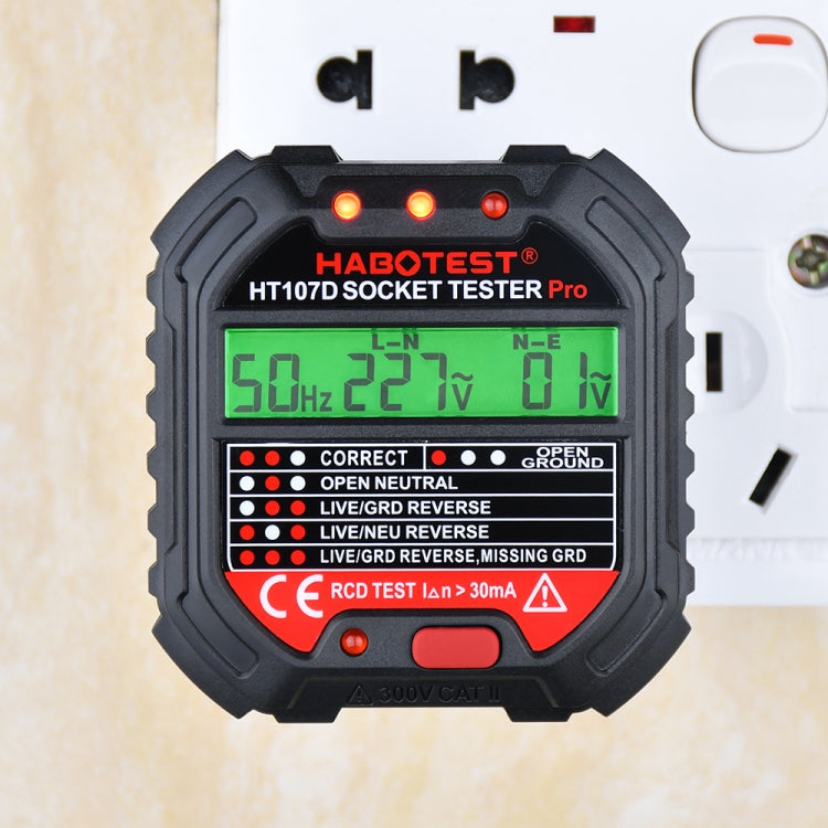 HABOTEST HT107D Multifunctional Digital Display Socket Tester (UK Plug) - free shipping - PMC TechLife - Order now!