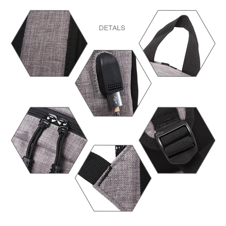 Universal Multi-Function Oxford Cloth Laptop Shoulders Bag Backpack with External USB Charging Port, Size: 46x32x12cm, For 15.6 inch and Below Macbook, Samsung, Lenovo, Sony, DELL Alienware, CHUWI, ASUS, HP(Grey) - Backpack by PMC Jewellery | Online Shopping South Africa | PMC Jewellery