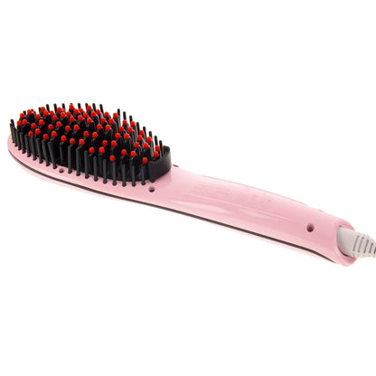 Handheld Innovative Hair Straightener Comb with LCD Temperature Display, EU Plug(Pink) - Combs by PMC Jewellery | Online Shopping South Africa | PMC Jewellery