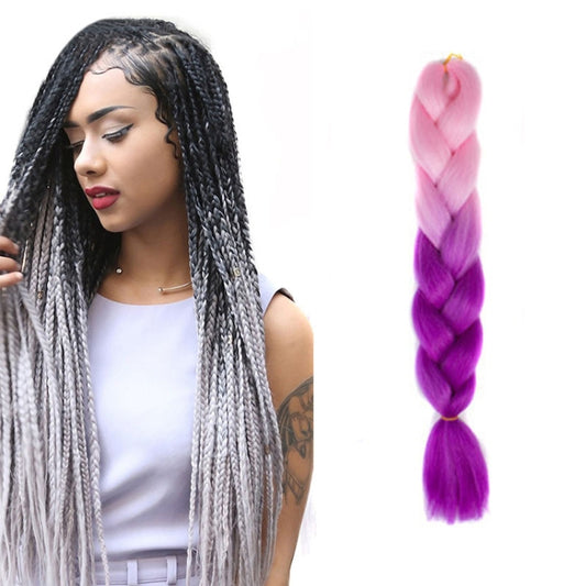 Fashion Color Gradient Individual Braid Wigs Chemical Fiber Big Braids, Length: 60cm(20 Light Pink+Purple Red) - Wigs by PMC Jewellery | Online Shopping South Africa | PMC Jewellery