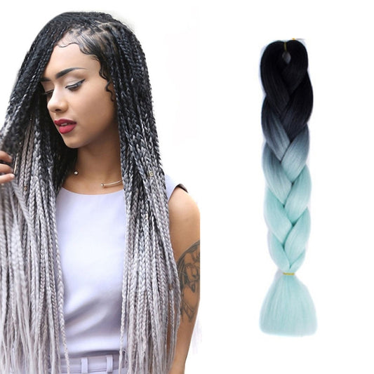 Fashion Color Gradient Individual Braid Wigs Chemical Fiber Big Braids, Length: 60cm(41 Black+Light Green) - Wigs by PMC Jewellery | Online Shopping South Africa | PMC Jewellery